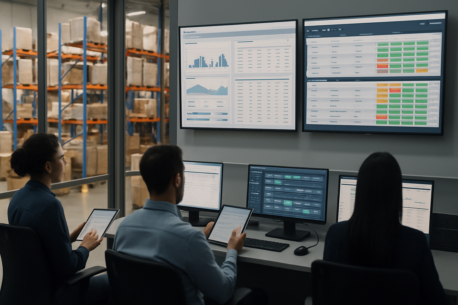 Warehouse operations team using integrated systems to manage inventory and order fulfillment