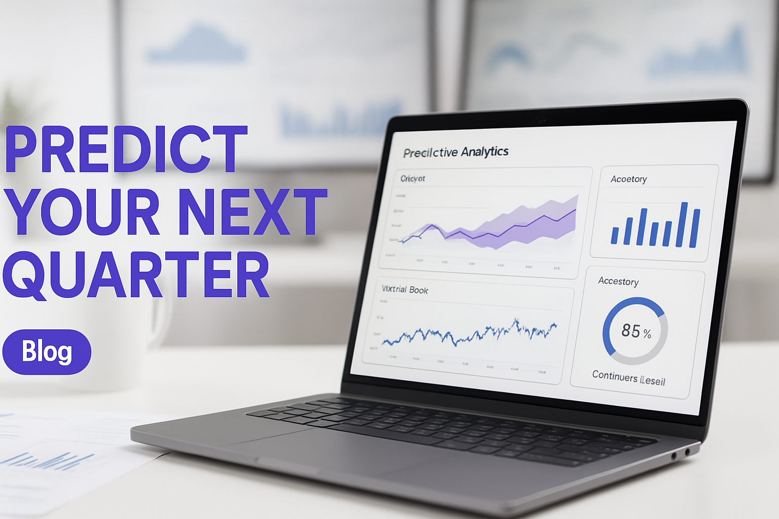 Predictive analytics dashboard displaying revenue forecast with confidence intervals and trend analysis