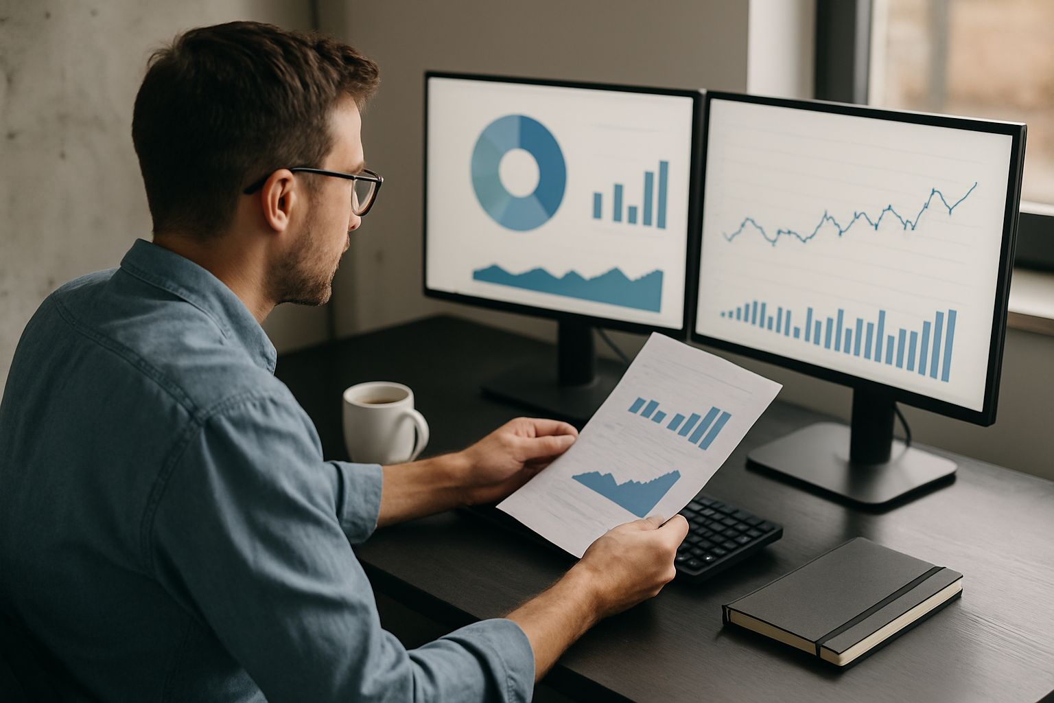 Engineer reviewing infrastructure cost data at workstation