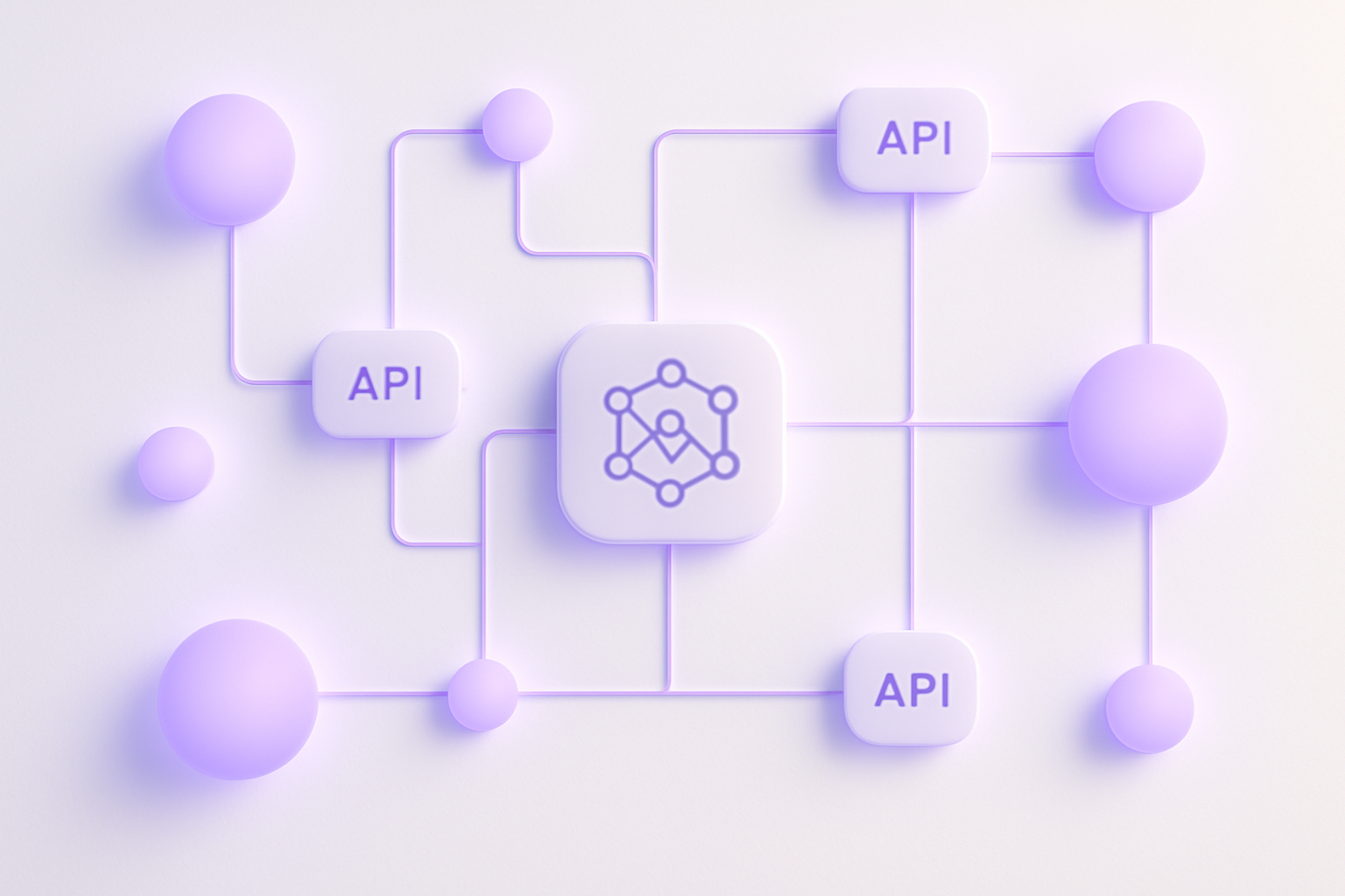 Abstract visualization of AI API integration architecture for SaaS products